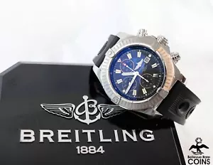 Breitling Super Avenger Automatic Blue Dial Steel Case Men's Watch w/ Box A13370 - Picture 1 of 12