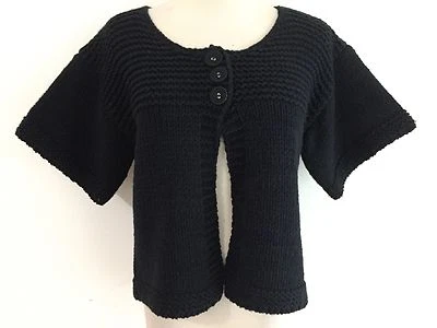 Cárdigan Suéter French Connection Botón Superior Corto Negro Mezcla Lana Talla S Foto 1 de 4