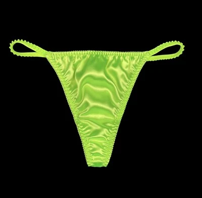 Satin String Thong Neon Yellow S - Image 1 of 2