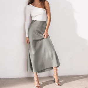 Damen Rock High Waist Slippery Drop Mittellang Fischschwanz Eis Seide Rock - Bild 1 von 18