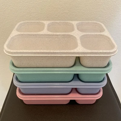 4-pack Plastic Bento Box Lunch Containers Adult Or Kids Sauce Containers Lids - Image 1 of 4