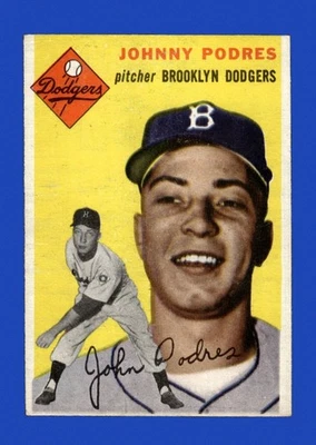1954 Topps Set-Break #166 Johnny Podres en muy buen estado-en muy buen estado *GMCARDS* Foto 1 de 2