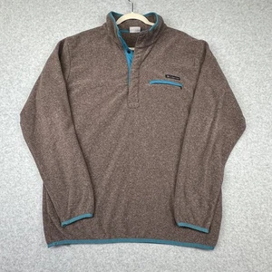 Columbia Pullover Sweater Mens L Brown Blue Trim Fleece Quarter Snap-T Outdoor - Picture 1 of 11