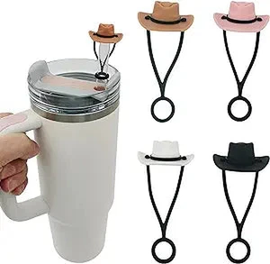 Silikon Cowboy Hut Strohhalm Abdeckungen für Stanley Cup - 4 Stück Zubehör - Bild 1 von 12
