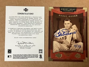 2004 UD Sweet Spot BOBBY DOERR Buyback Autograph /73 ON CARD HOFer RED SOX - Bild 1 von 4