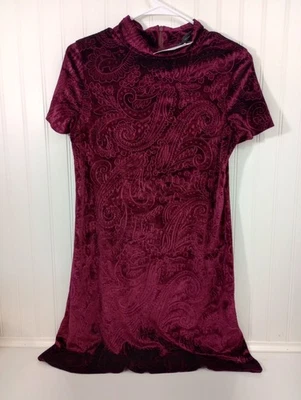 Vestido de Terciopelo Aqua Burgandy Talla M Paisley Vestido Repujado Vacaciones Cóctel Nuevo con Etiquetas Foto 1 de 4