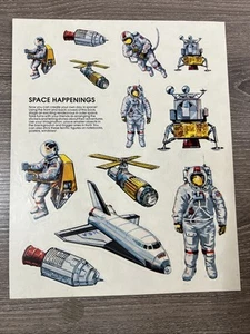 Hoja de pegatinas divertidas vintage Life Cereal Outer Space Happenings años 80 - Imagen 1 de 7