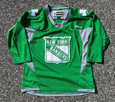 Reebok NEW YORK RANGERS St Patrick’s Day Irish Jersey Boys L/XL GREEN Hockey - Image 1 of 4