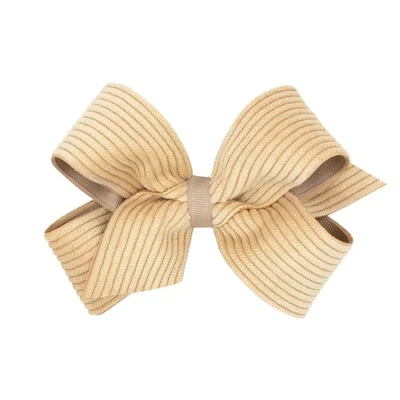 Girls' Tan Grosgrain Bow with Corduroy Overlay on WeeStay Hair Clip Medium - Image 1 of 4