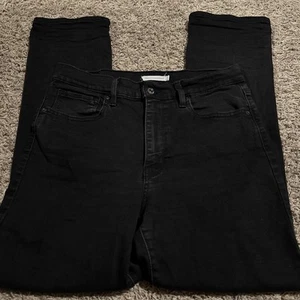 Levis Jeans Womens 31x30 Black Denim 724 High Rise Straight Crop Cotton - Picture 1 of 6