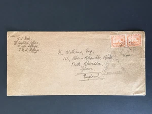 D MALAYA 1940 4c x 2 ON COVER TRIANG. PASSED TRANSMISSION SINGAPORE TO WALES - Picture 1 of 2