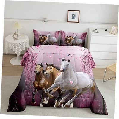Juego de edredón tamaño caballo niños ramas flor de cerezo corcel niños caballo completo 1 Foto 1 de 4