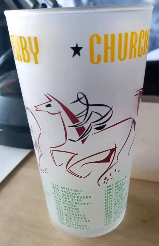 1956 Kentucky Derby Glass Two Stars Two Tails Churchill Downs Horse Racing - Image 1 of 4