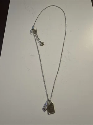 Silpada SS CZ Pendant Hammered Rectangle, Dainty - Image 1 of 4