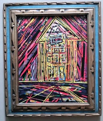 Original Acrylic Mixed Media Abstract Painting 20" X 16" Framed 26.5"X22.5" 1OAK - Image 1 of 4