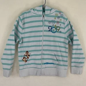 Disney Parks 2019 Embroidered Mickey & Minnie Chip & Dale Zip Up Hoodie Girls M - Picture 1 of 13