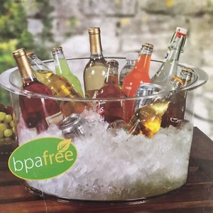 Insulated Beverage Tub Ice Bucket Parties 6 Gallon Clear Double Wall 2 Piece - Picture 1 of 9