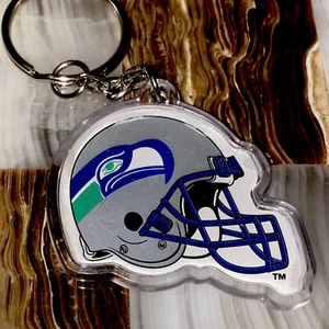 Seattle Seahawks NFL Helmet Keychain Or Charm New Vintage Double Sided- 2in - Picture 1 of 4