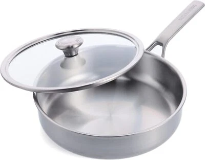 MERTEN & STOCK Merten & Storck Tri-Ply Stainless Steel 3.5QT Saute Pan with Lid, Professional C
