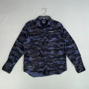 Avirex Shirt Mens Large Blue Camo Military Streetwear Utility Tactical Shacket - Picture 1 of 14