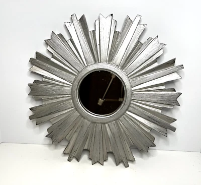 Ethan Allen Sunburst Starburst Silver Hanging Mirror, MCM design - Image 1 of 4