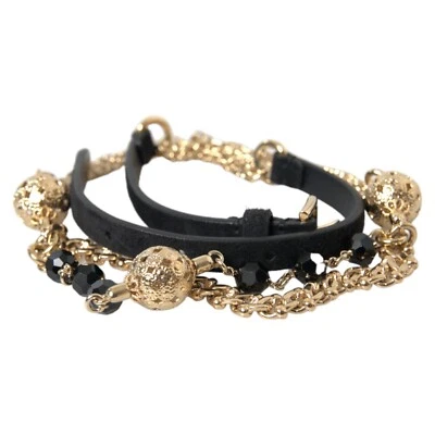 DOLCE & GABBANA Belt Black Suede Gold Chain Crystal Waist s. 90cm /M RRP 1130usd - Image 1 of 4
