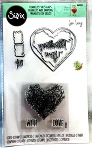 With Love Thinking Of You Hearts Valentine's Day Framelits Dies W/ Stamps Sizzix - Picture 1 of 1