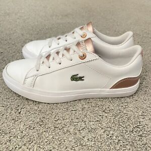 Lacoste girls trainers white/rose gold infant size 11