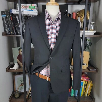 Van Heusen Flex Men's Sport Coat Blazer Two Button BLACK Slim Fit Size 40S - Image 1 of 4