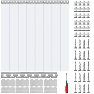 VEVOR 8x Streifenvorhang Lamelle Lamellenvorhang PVC Transparent 122x213,4cm - Bild 1 von 4