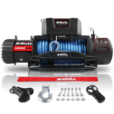 X-BULL Electric Winch 12000lbs 12K Synthetic Rope Trailer Towing 12V 4WD Jeep Foto 1 de 4