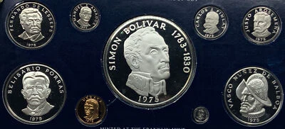 1975 PANAMA Large CONQUISTADOR BALBOA Proof Set of 8 Coins 3 are Silver i116940 - Image 1 of 3