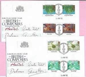 ROYAL MAIL 1985 Par FDC - COMPOSITORES BRITÁNICOS - Pares de canaletas - TRAFALGAR SQU. - Imagen 1 de 2