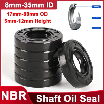 TC/FB Shaft Oil Seal Rings Metric Rotary Double Lip Nitrile Rubber NBR ID 5-35mm