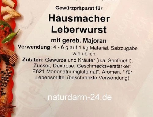 Hela Hausmacher Leberwurst mit Majoran, 1000g Beutel, Gewürz, Gewürze,