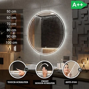 WENEZIA rund badspiegel mit LED Beleuchtung   | Schalter | heizmatte | Wählen - Bild 1 von 7