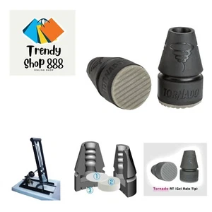Tornado Rain Cane & Crutch Tips, Fits Shafts of 3/4 to 1 Inch, Black, Pair - Picture 1 of 6