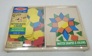Melissa & Doug Wooden Pattern Blocks Boards Classic Toy - Picture 1 of 4