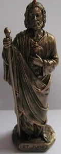  3 1/2" HOHE SCHÖNE STATUE: HEILIGER JUDAS Ap. ~ in HARZ BRONZE ~ Haus ~ Auto ~ - Bild 1 von 2