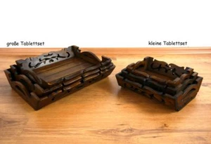 Holztablett 3er Set, Servierplatten, Dekotablett, Holzschale, Brotschale - Bild 1 von 3