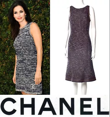 Chanel Vintage 2004 Black Tweed Leather Trim Dress 34 36 38 2 4 6 Vtg S M - Image 1 of 4