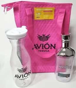 Avion Tequila Promo Lot: Pink Cooler Bag, Plastic Cocktail Shaker & Decanter