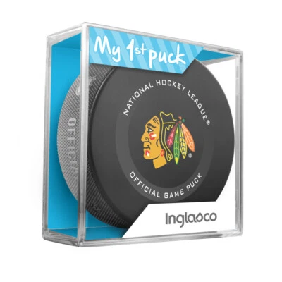 MI PRIMER DISCO PARA BEBÉ RECIÉN NACIDO NIÑO Chicago Balckhawks Licenciado NHL Juego Puck Foto 1 de 2