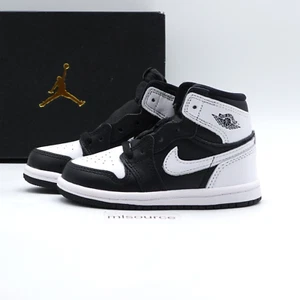 Size 6 Toddler Kid's Jordan Retro 1 High OG Sneakers FD1413-010 Black/White - Picture 1 of 8