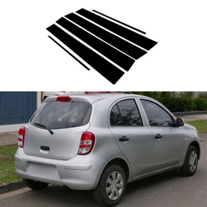 6pcs Glossy Black Window Pillar Posts Sticker Fit For Nissan Micra K13 2011-2015 - Picture 1 of 13