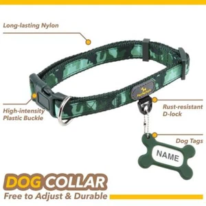 Adjustable Pet Supply Dog Puppy Collar Durable Buckle Engraved ID Name Labrador - Picture 1 of 16