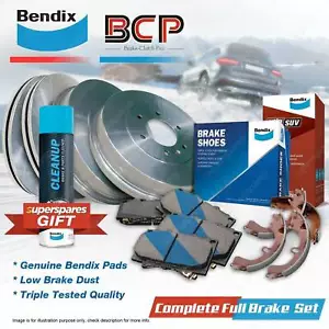 F+R BCP Brake Rotors Drums Bendix 4WD Pads Shoes for Toyota Hilux KUN26 3.0L - Picture 1 of 4