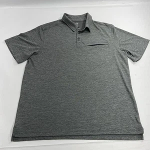 Duluth Trading Men’s Polo Shirt L Relaxed Fit Zip Pocket Short Sleeve Gray - Picture 1 of 6