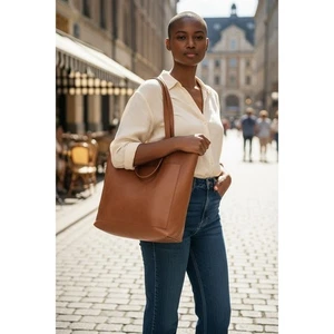 Bolso de mano Madewell The Transport de cuero marrón para todos los días - Imagen 1 de 8