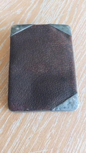 Edwardian Silver Mounted Leather Card Case M X Jones Ltd St Pauls - Picture 1 of 11